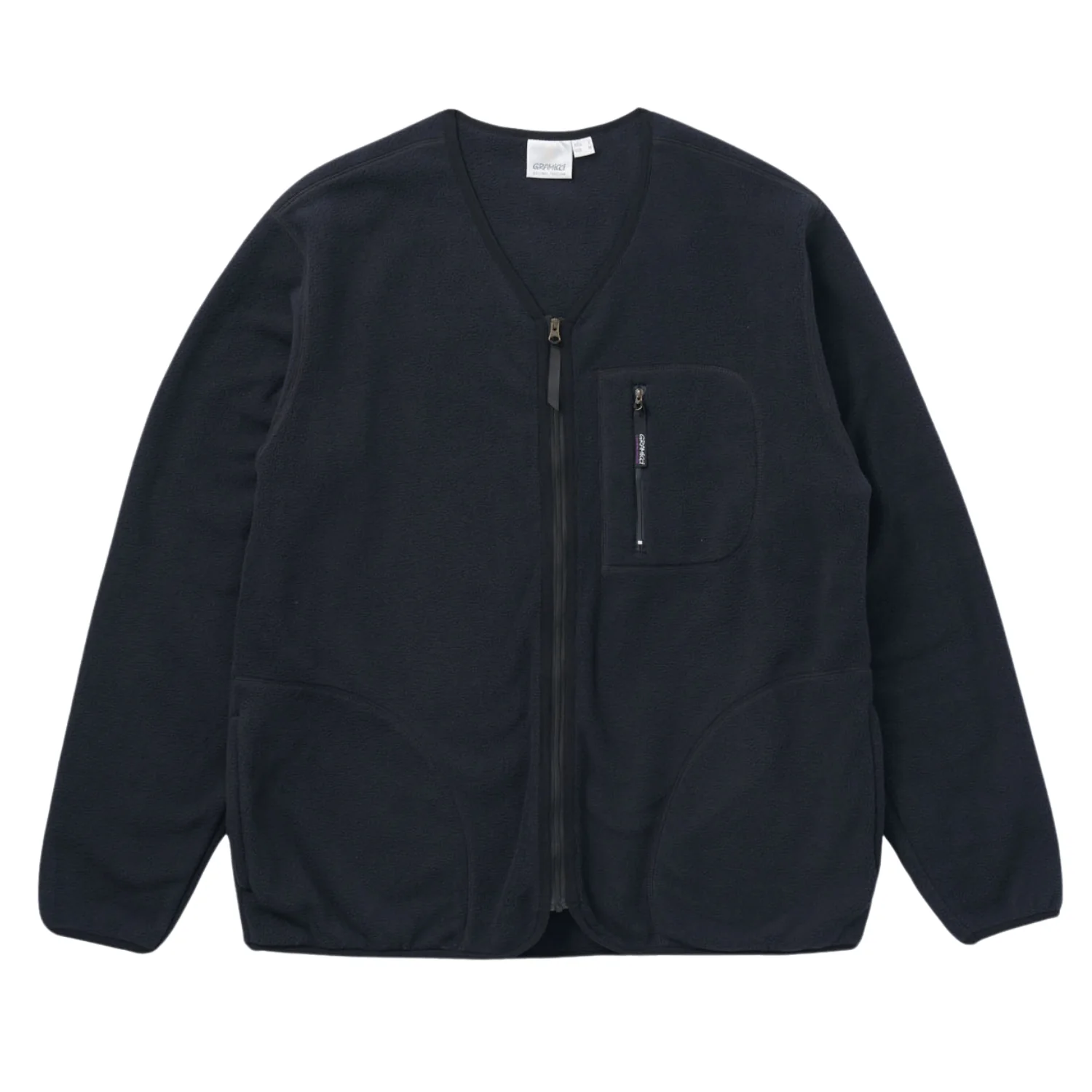 Fleece Cardigan Zip-Up - Black