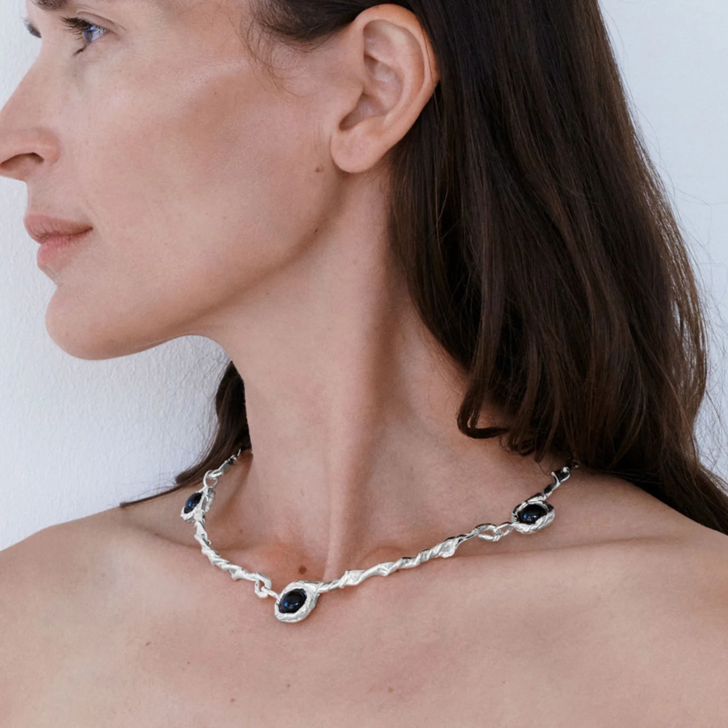 Lago Necklace - Silver/Onyx - Image 2
